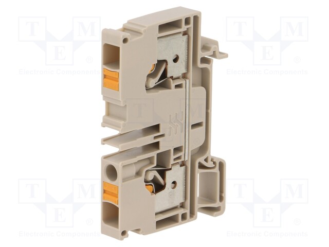 Splice terminal: rail; 6mm2; ways: 1; terminals: 2; beige; wemid