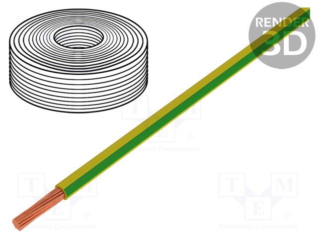 Wire; LifY; stranded; Cu; 1x2,5mm2; PVC; green-yellow; 450/750V