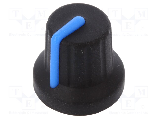 Knob; with pointer; rubber,plastic; Shaft d: 6mm; Ø16x15.1mm
