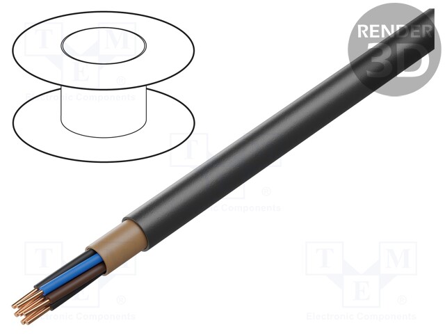 Wire; NYY; round; solid; Cu; 2x2,5mm2; PVC; black; 0.6/1kV