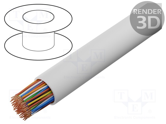 Wire; YTKSY; telecommunication; solid; Cu; 53x2x0,5mm2; PVC; white
