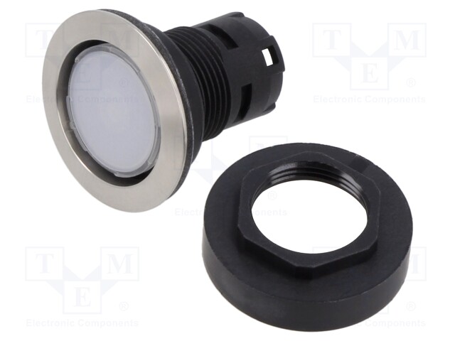 Switch: push-button; 22mm; silver; yes; IP65; flat; Pos: 2; Ø22.3mm