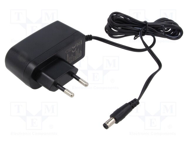 Power supply: switched-mode; plug; 12VDC; 7.2W; Plug: EU; 83.6%