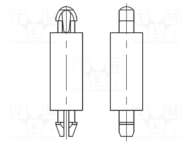 PCB distance; polyamide 66; L: 4mm; latch/latch; Colour: natural