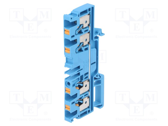 Splice terminal: rail; 4mm2; ways: 1; terminals: 4; blue; wemid; TS35