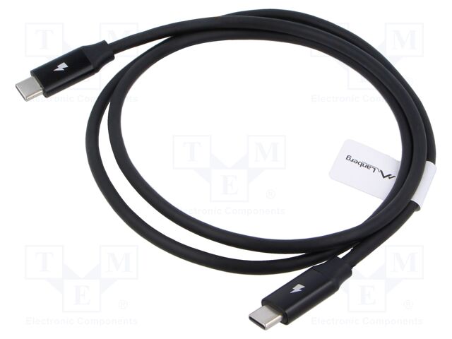 Cable; USB 2.0; USB C plug,both sides; gold-plated; 1m; black; 60W