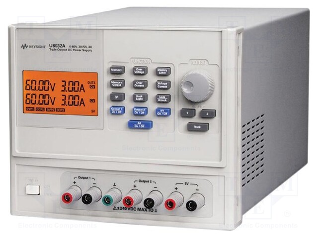 Power supply: laboratory; Channels: 3; 0÷60VDC; 0÷3A; 0÷60VDC; 3A