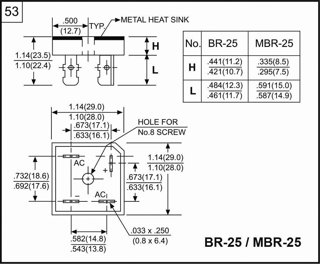 Bridge rectifier: single-phase; Urmax: 1kV; If: 25A; Ifsm: 400A