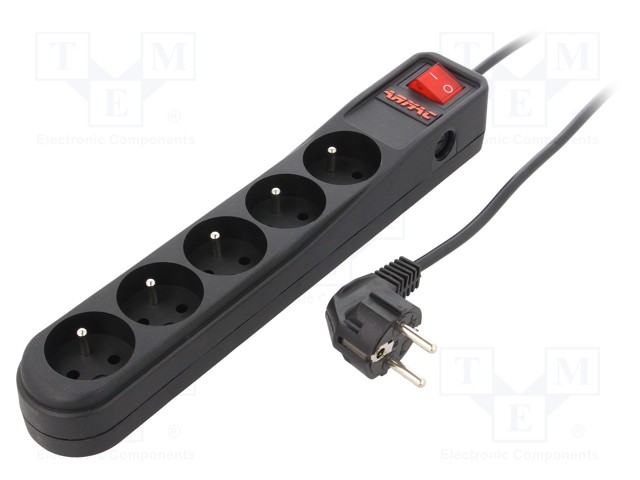 Plug socket strip: protective; Sockets: 5; 250VAC; 10A