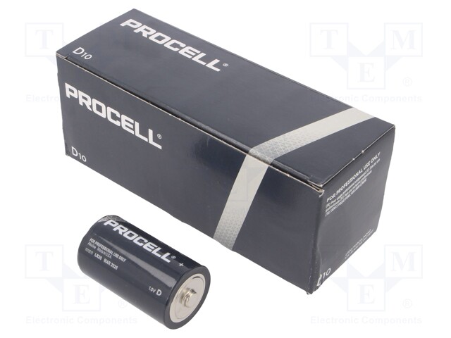 Battery: alkaline; D; Batt.no: 10; non-rechargeable