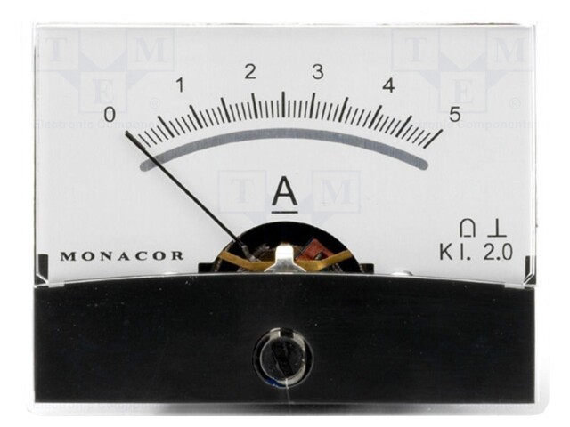 Ammeter; analogue; on panel; I DC: 0÷5A; Class: 2; Int.resist: 12mΩ