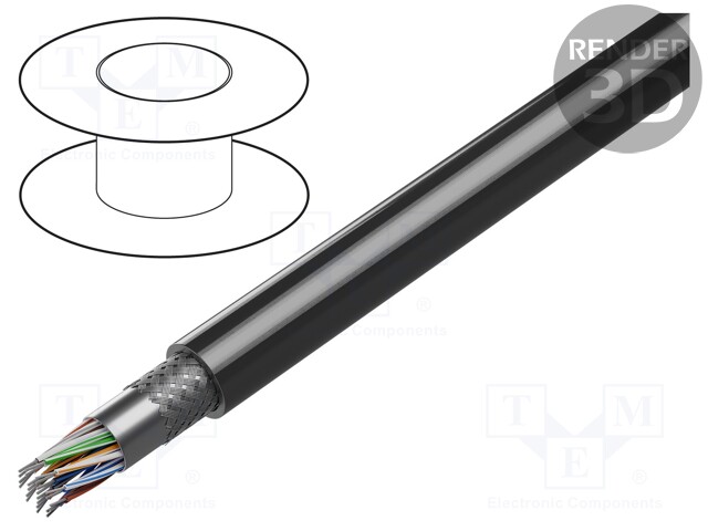 Wire; RS232; 10x2x24AWG; stranded; Cu; PVC; grey; 30.5m; CPR: Eca
