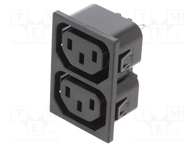 Connector: AC supply; socket; female; C13 (F),double; UL94V-0; 10A