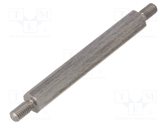 Screwed spacer sleeve; 50mm; Ext.thread: M4; hexagonal