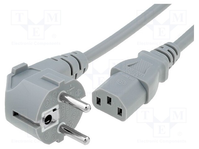 Cable; 3x1mm2; CEE 7/7 (E/F) plug angled,IEC C13 female; PVC