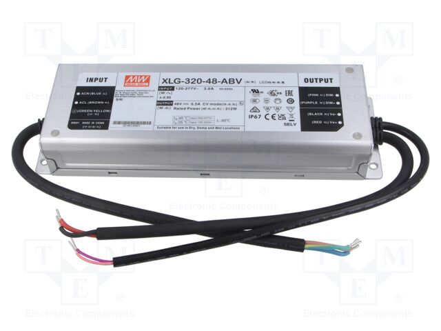 Power supply: switched-mode; LED; 320W; 48VDC; 6.5A; 110÷305VAC