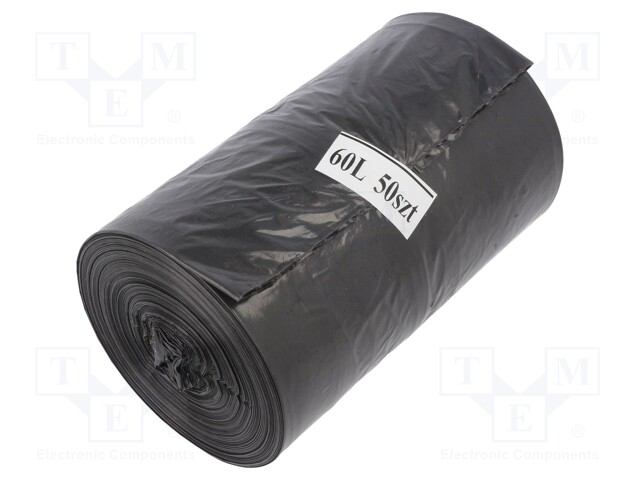 Trash bags; LDPE; Colour: black; 20pcs; 60l
