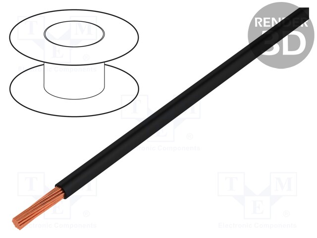 Wire; Silivolt®-1V; stranded; Cu; 1x2,0mm2; silicone; black; 1.5kV