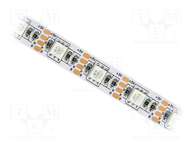 LED tape; RGB; 5050; 5V; LED/m: 60; 10mm; white PCB; IP20; 120°; 12W/m
