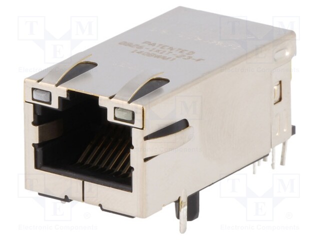 Socket; RJ45; PIN: 8; shielded,with LED; Layout: 8p8c; THT; angled