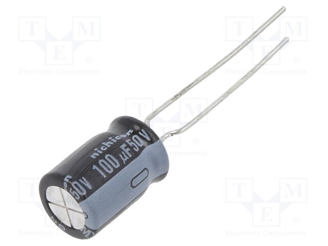Capacitor: electrolytic; THT; 100uF; 50VDC; Ø8x11.5mm; Pitch: 3.5mm