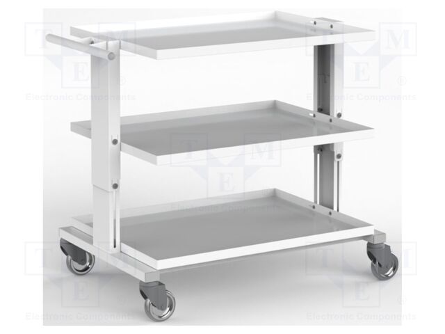 Trolley; ESD; W: 900mm; D: 625mm; steel; light grey; 10kΩ÷100MΩ