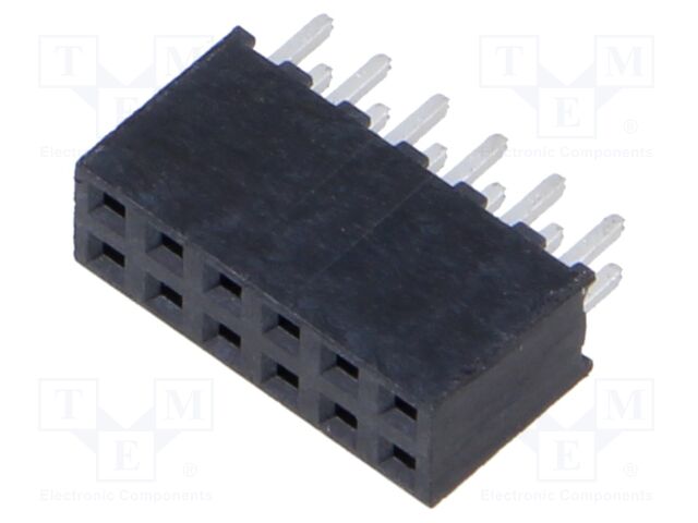 Connector: pin strips; female; PIN: 12; 2mm; gold flash; THT; socket