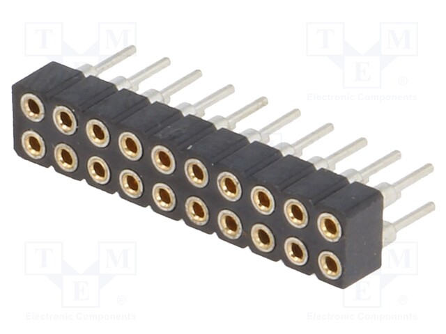 Socket; pin strips; female; PIN: 20; turned contacts,low profile