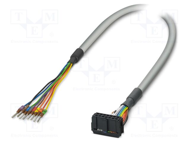 Ribbon cable with IDC connectors; IDC/FLK 14pin,wires; 1.5m