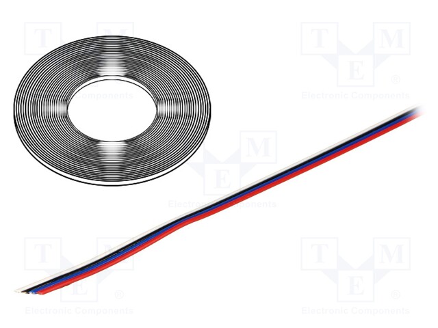 Wire: ribbon; stranded; Cu; 4x0,22mm2; unshielded; PVC; 150V; 50m