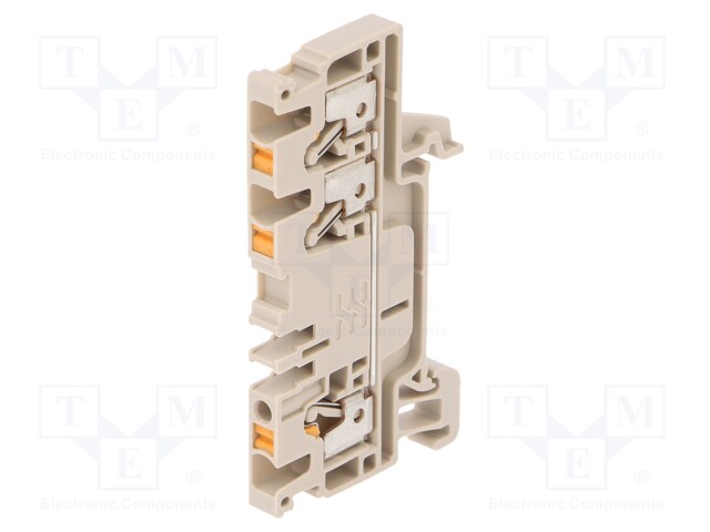 Splice terminal: rail; 2.5mm2; ways: 1; terminals: 3; beige; wemid