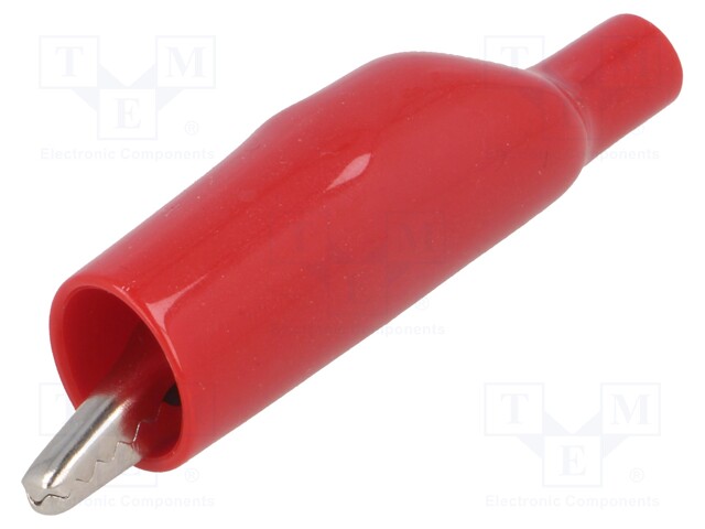 Crocodile clip; 5A; 70VDC; red; Grip capac: max.7.62mm