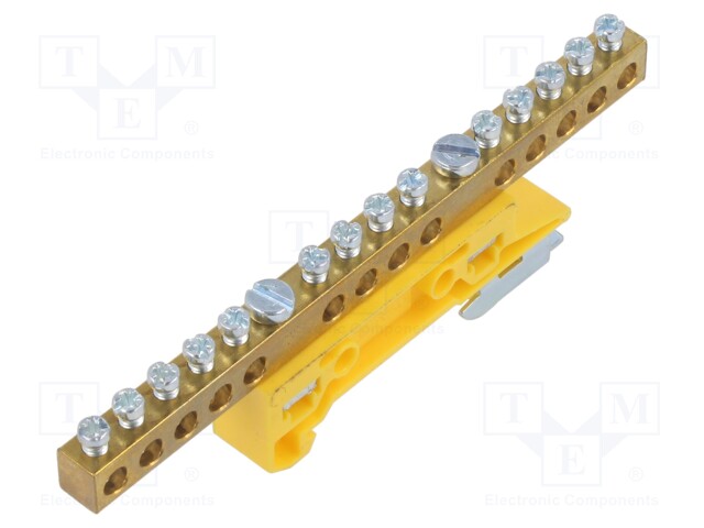 Connector: terminal block; 6mm2; ways: 1; terminals: 14; yellow