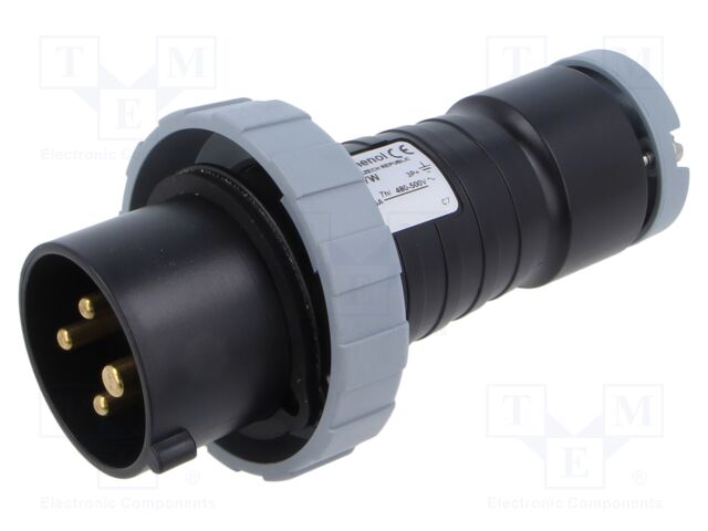 Connector: AC supply 3-phase; plug; male; straight; for cable