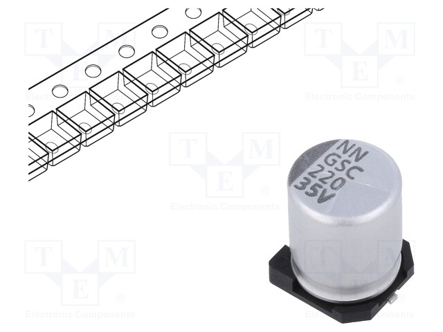 Capacitor: electrolytic; SMD; 220uF; ±20%; -55÷105°C; Series: GSC