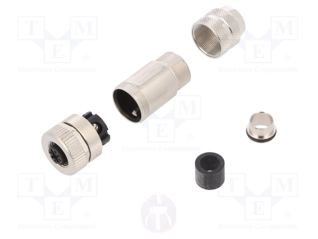 Plug; M12; PIN: 4; female; D code-Ethernet; for cable; straight