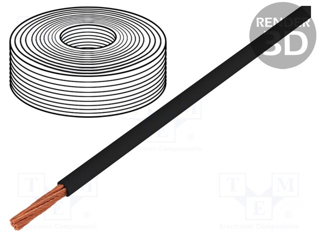 Wire; LifY; stranded; Cu; 1x2,5mm2; PVC; black; 450/750V; -15÷80°C