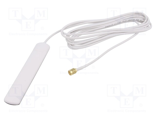 Antenna; GSM; 0dBi; male,SMA; L: 116mm; Len: 2.5m; Colour: white