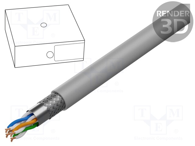 Wire; SF/UTP; 5e; stranded; Cu; 4x2x26AWG; PVC; grey; 100m