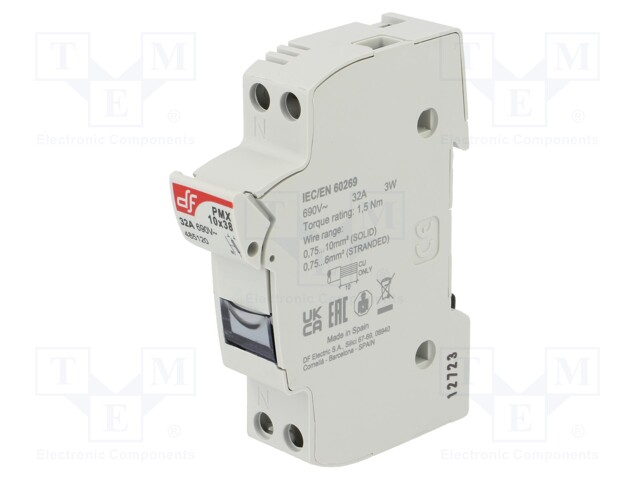 Fuse holder; cylindrical fuses; 10x38mm; Mounting: DIN; 32A; IP20