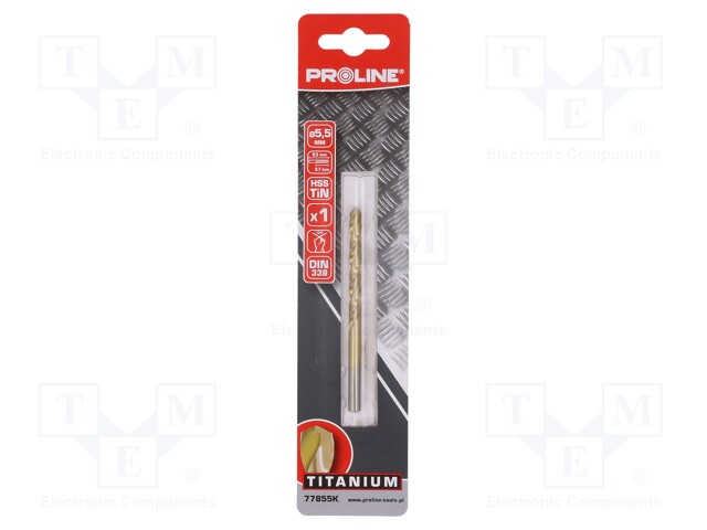 Drill bit; for metal; Ø: 5.5mm; HSS-TIN; Features: grind blade