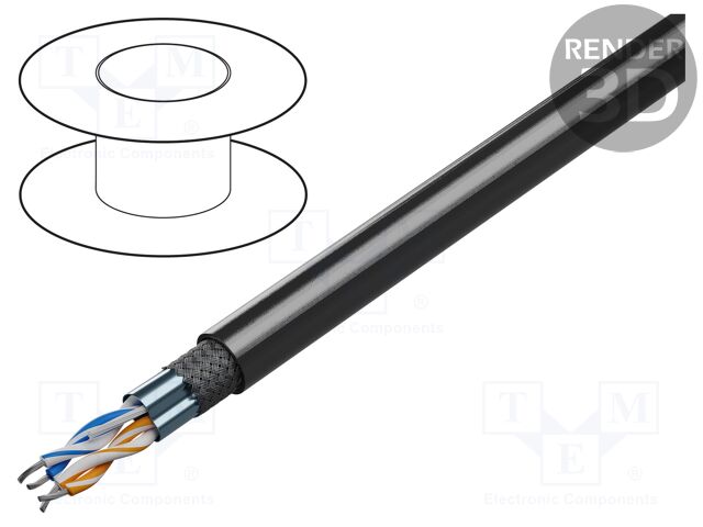 Wire; PROFIBUS,outdoor; 1x2x22AWG; solid; Cu; PVC; chrome; 305m