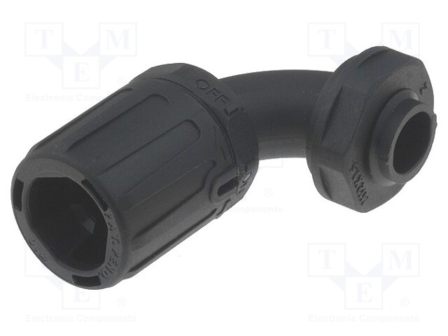 90° angled connector; ØBraid : 16mm; polyamide; HelaGuard; IP66