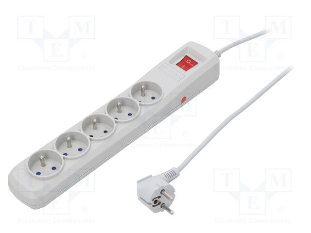 Plug socket strip: protective; Sockets: 5; 250VAC; 10A