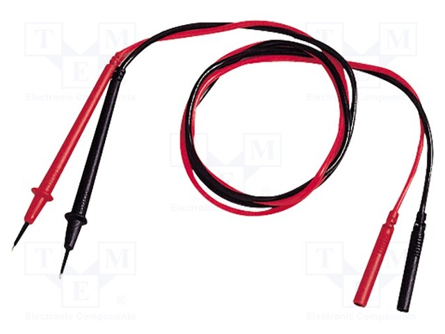 Set of test leads; Len: 1m; banana plug-probe tip; red and black