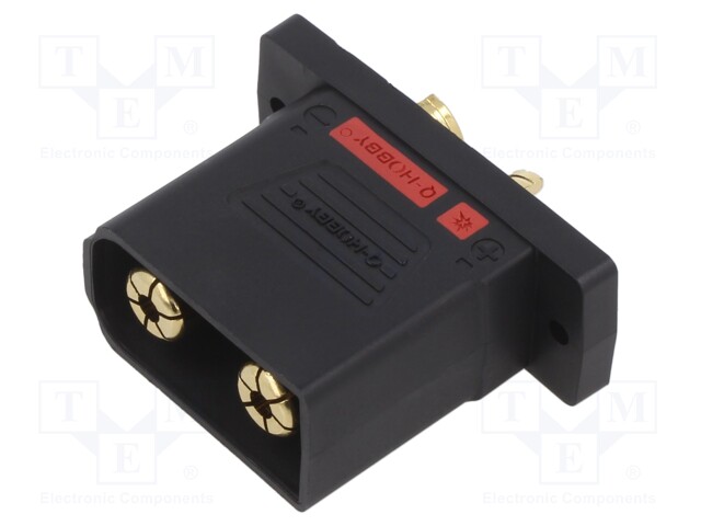 Socket; DC supply; QS; male; PIN: 2; for panel mounting; soldering