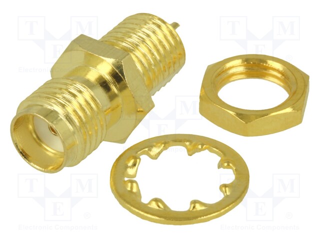 Socket; SMA; female; straight; soldering; gold-plated