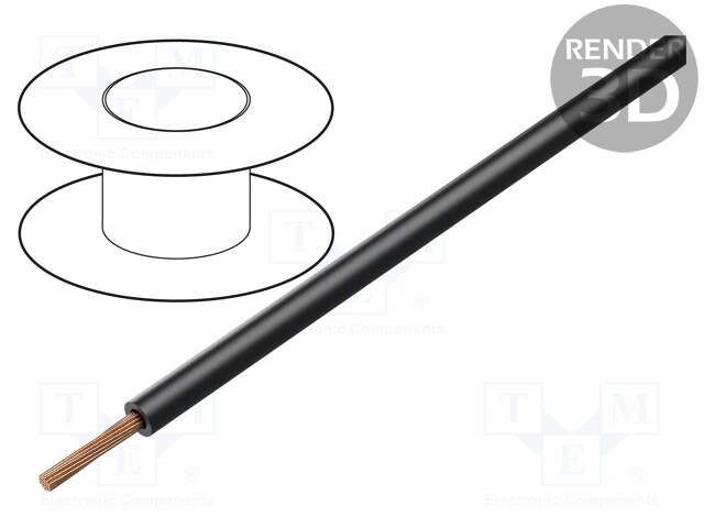 Wire; FlexiPlast-1V; stranded; Cu; 1x2,5mm2; TPE; black; 1kV; 32A