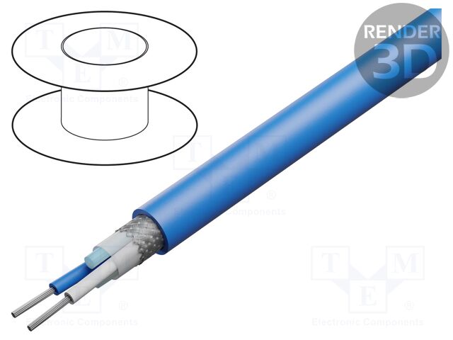 Wire: coaxial; Twinax; 2x20AWG; stranded; Cu; PVC; blue; 152m; 500ft