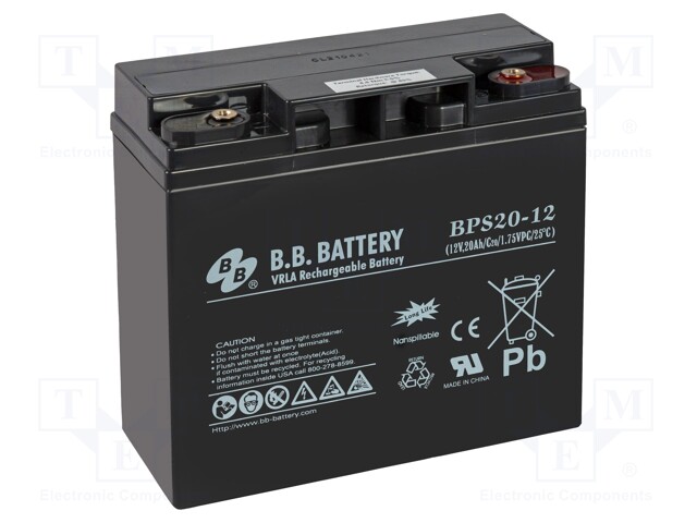 Re-battery: acid-lead; 12V; 20Ah; AGM; maintenance-free; 6.35kg